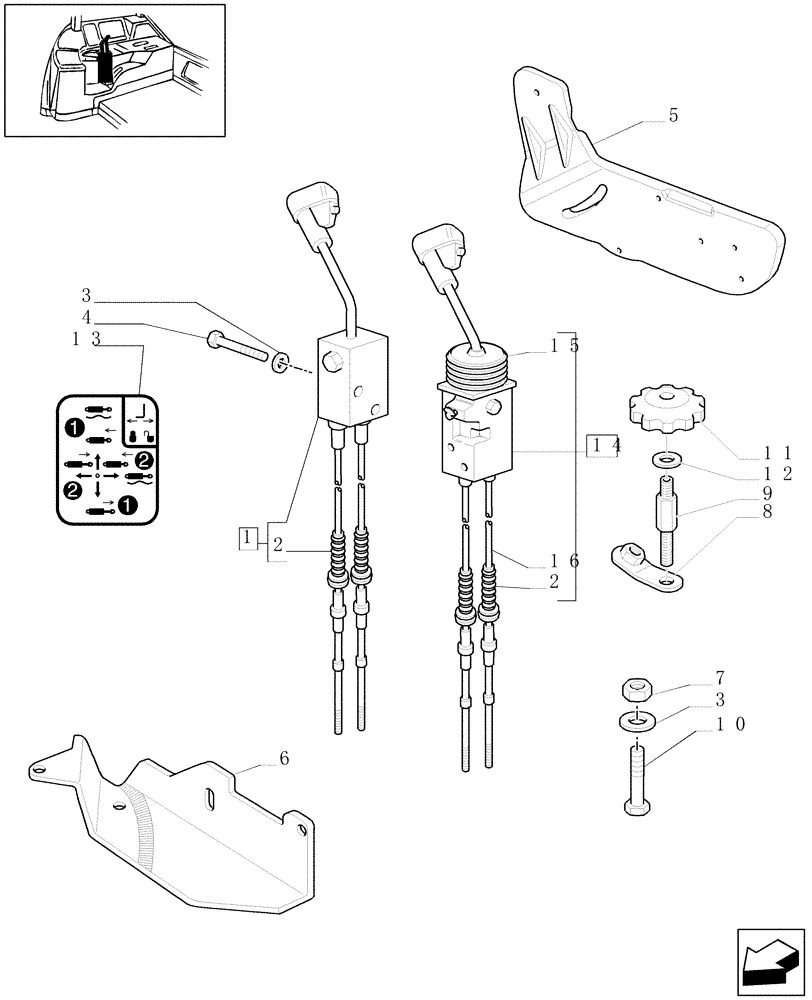 Схема запчастей Case IH MXU115 - (1.96.2/11[01]) - (VAR.335-723) MECHANICAL JOYSTICK GOVERNING 2 CONTROL VALVES - C5875 (10) - OPERATORS PLATFORM/CAB