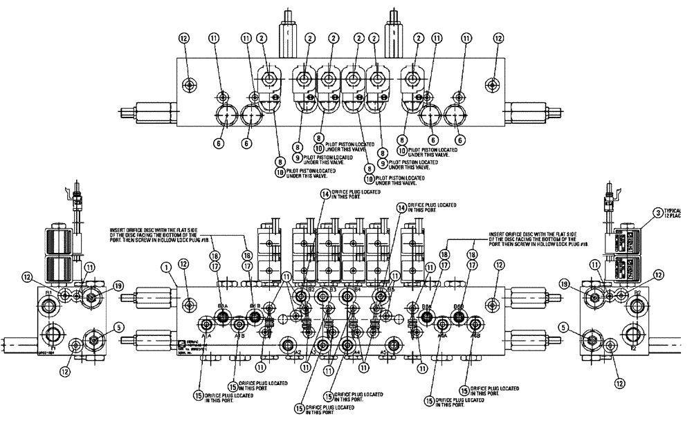 Схема запчастей Case IH SPX4260 - (06-024[01]) - VALVE, 6-SECTION, BOOM/SUSPENSION Hydraulic Plumbing