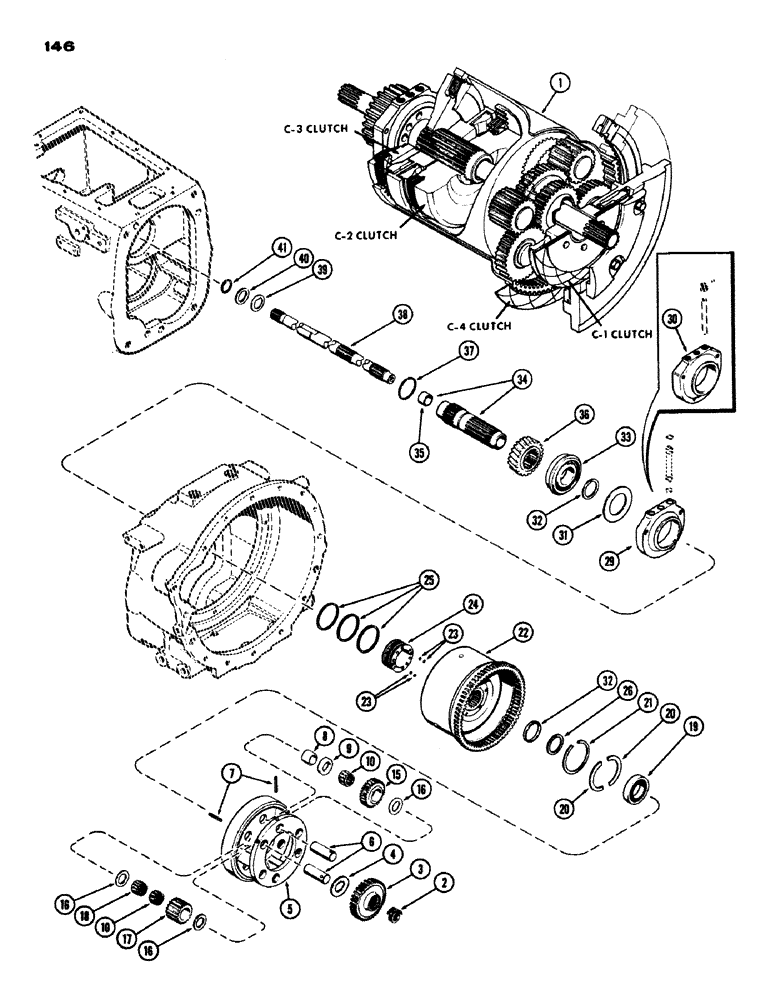 Схема запчастей Case IH 970 - (146) - PLANETARY AND OUTPUT SHAFT, POWER SHIFT (06) - POWER TRAIN