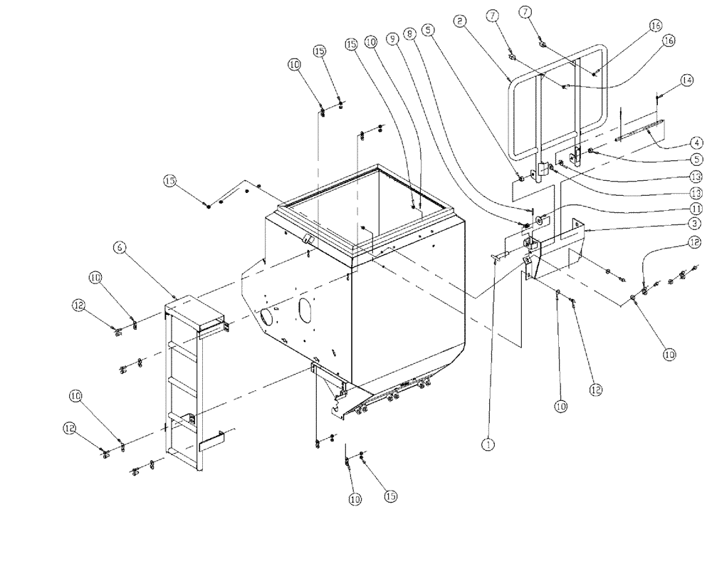 Схема запчастей Case IH 438 - (03-014) - LADDER & HANDRAIL Bin Group