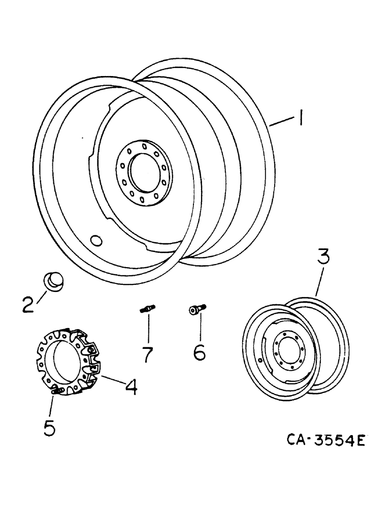 Схема запчастей Case IH 1460 - (15-002) - MAIN AND STEERING WHEEL RIMS AND DISC Wheels & Traction