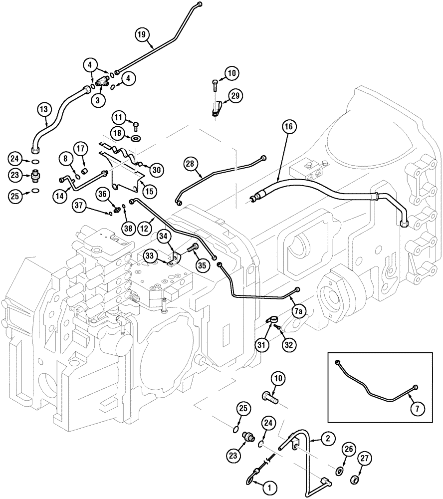 Схема запчастей Case IH MX170 - (08-13) - EXTERNAL LUBRICATION CIRCUIT AND DIPSTICK (35) - HYDRAULIC SYSTEMS