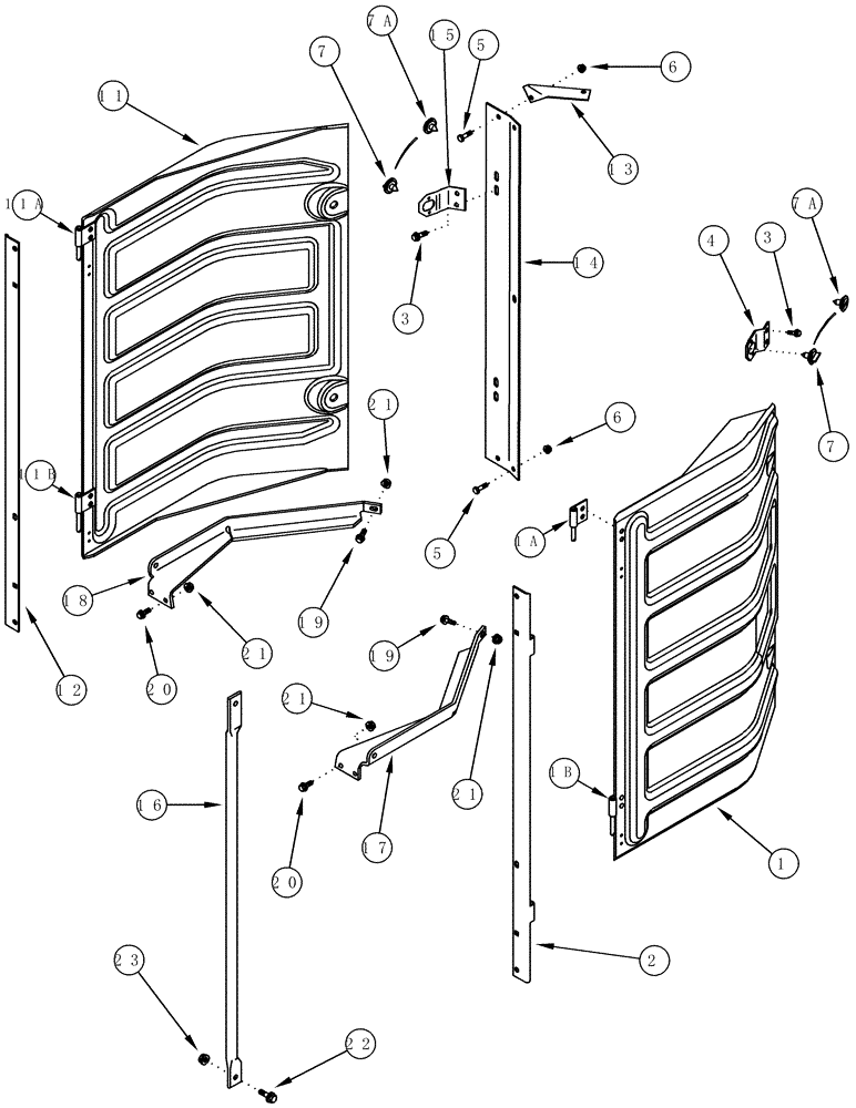 Схема запчастей Case IH CPX610 - (09A-31) - FRONT AND REAR DOORS - BSN JJC0250200 (13) - PICKING SYSTEM