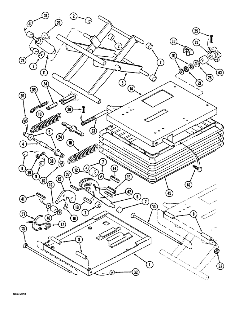 Схема запчастей Case IH 1660 - (9G-38) - SEAT, SEARS, MECHANICAL SUSPENSION, PRIOR TO P.I.N. JJC0041750 (CONTD) (10) - CAB & AIR CONDITIONING