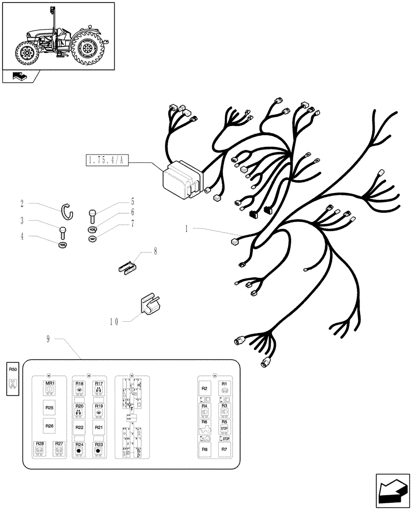 Схема запчастей Case IH FARMALL 105U - (1.75.4[06]) - MAIN CABLE - L/CAB (06) - ELECTRICAL SYSTEMS