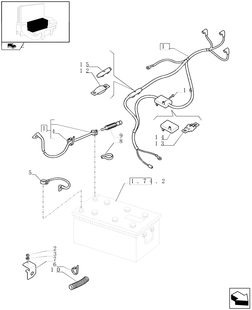 Схема запчастей Case IH PUMA 180 - (1.75.3) - BATTERY CABLES (06) - ELECTRICAL SYSTEMS