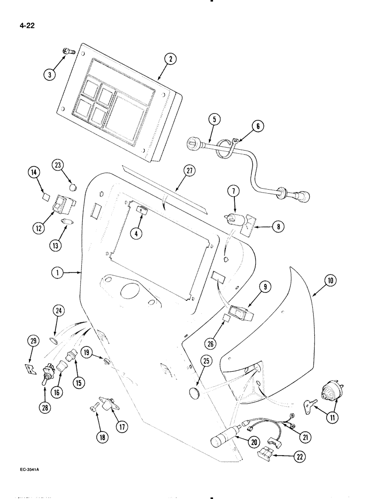 Схема запчастей Case IH 595 - (4-22) - INSTRUMENTS AND SWITCHES, TRACTOR WITHOUT CAB (04) - ELECTRICAL SYSTEMS