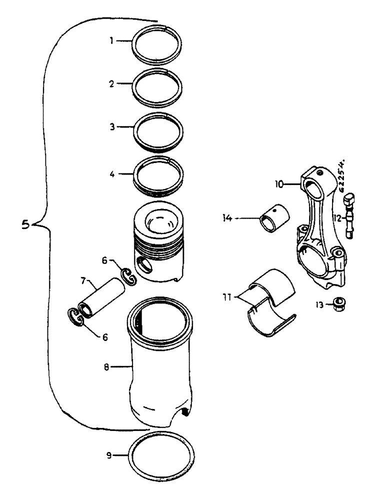 Схема запчастей Case IH 553 - (032) - 4 RING SEGMENT, PISTON AND CYLINDER SLEEVE (02) - ENGINE