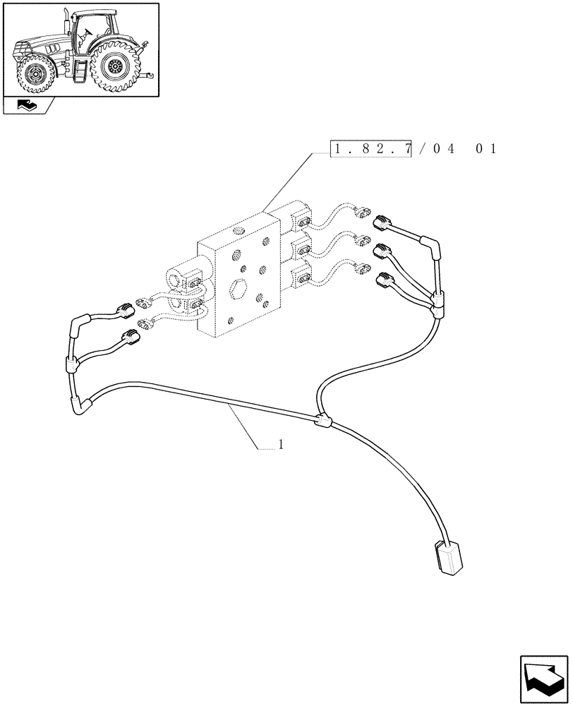 Схема запчастей Case IH PUMA 210 - (1.75.4/12) - (VAR.484) LIFT ROD & TOP LINK HYDR. ADJUST W/EL. CONTROL - LINK LEVELLING VALVE HARNESS (06) - ELECTRICAL SYSTEMS