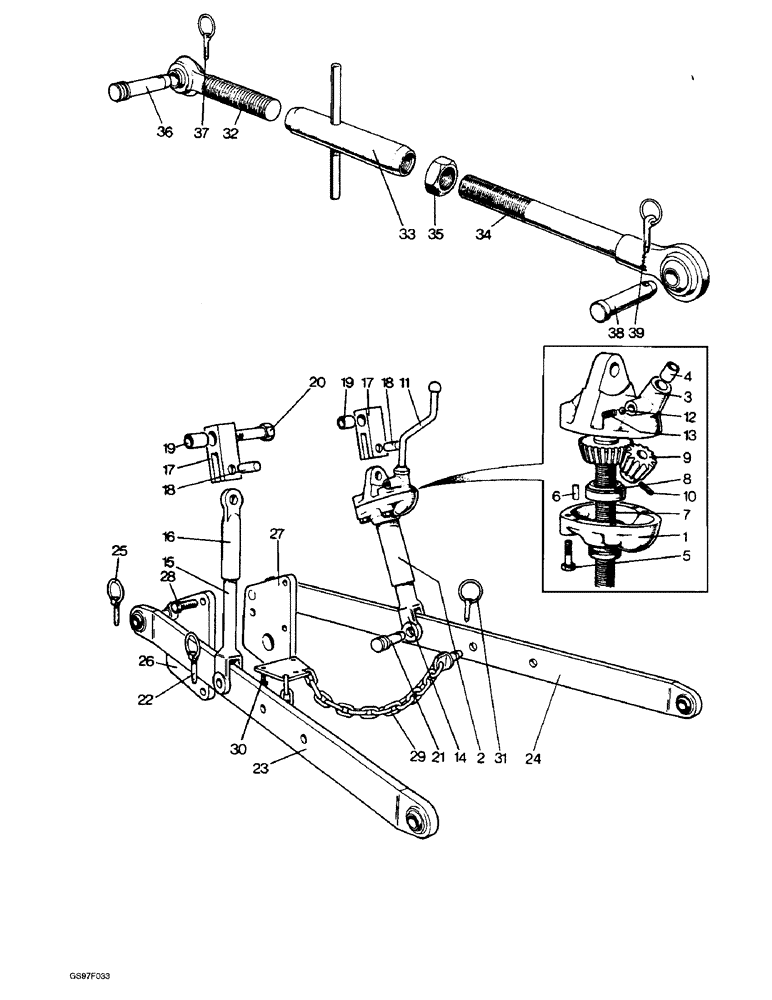 Схема запчастей Case IH 885 - (8-24) - THREE-POINT LINKAGE, 885 AND 885G TRACTORS (08) - HYDRAULICS