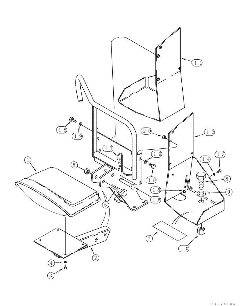 Схема запчастей Case IH 75XT - (09-39) - BACKHOE - SEAT AND FOOT SHIELDS (NORTH AMERICA) (09) - CHASSIS