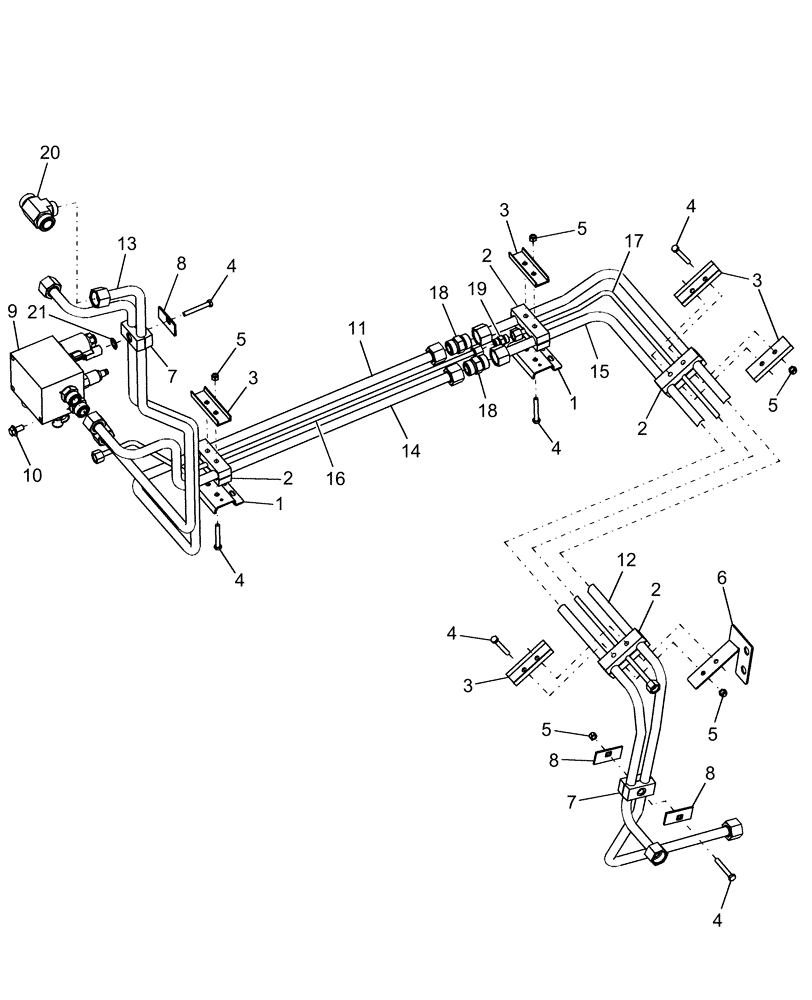 Схема запчастей Case IH AFX8010 - (K.62.B.05[2]) - HYDRAULIC TUBES - ENGINE COMPARTMENT, CLEANING FAN K - Crop Processing