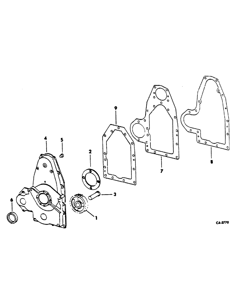 Схема запчастей Case IH DG4D - (K-11) - CRANKCASE, FRONT COVER AND IDLE GEAR, 3200A LOADERS 