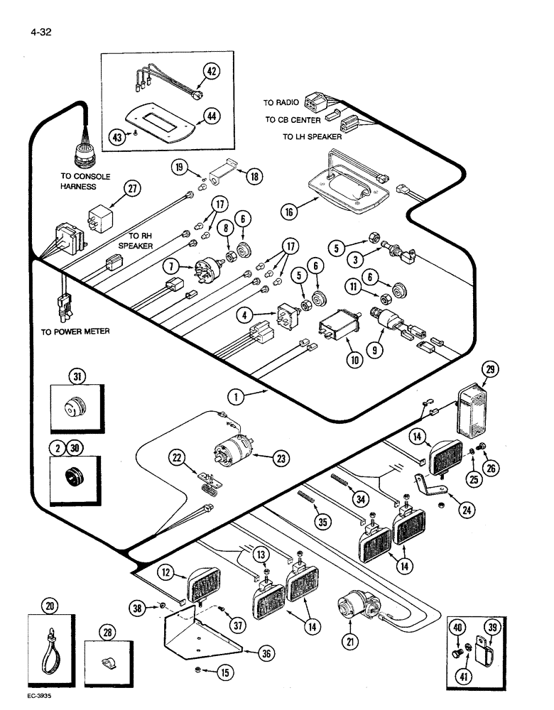 Схема запчастей Case IH 1680 - (4-032) - CAB ROOF HARNESS (06) - ELECTRICAL