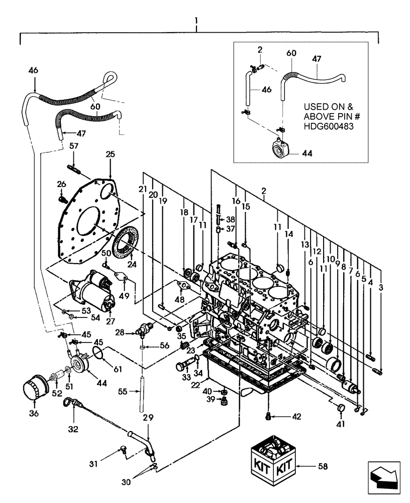 Схема запчастей Case IH DX55 - (01.01) - CYLINDER BLOCK (01) - ENGINE