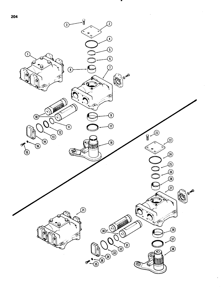 Схема запчастей Case IH 1070 - (0204) - A66604 STEERING ACTUATOR, WITH ADJUSTABLE FRONT AXLE, USED TRACTOR SERIAL NUMBER 8741587 TO 8757256 (05) - STEERING