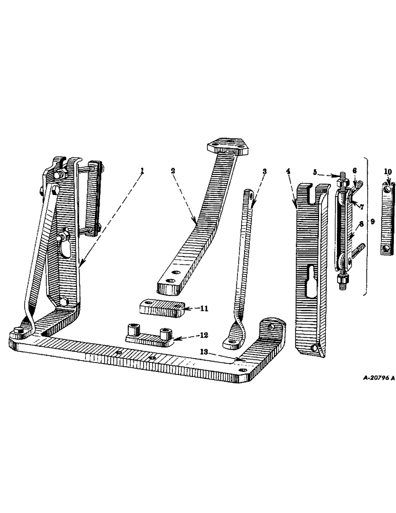 Схема запчастей Case IH FARMALL H - (176) - CHASSIS, QUICK ATTACHABLE HIGH HITCH HEAVY DUTY DRAWBAR, SPECIAL, FOR FARMALL "HV" TRACTORS (12) - CHASSIS