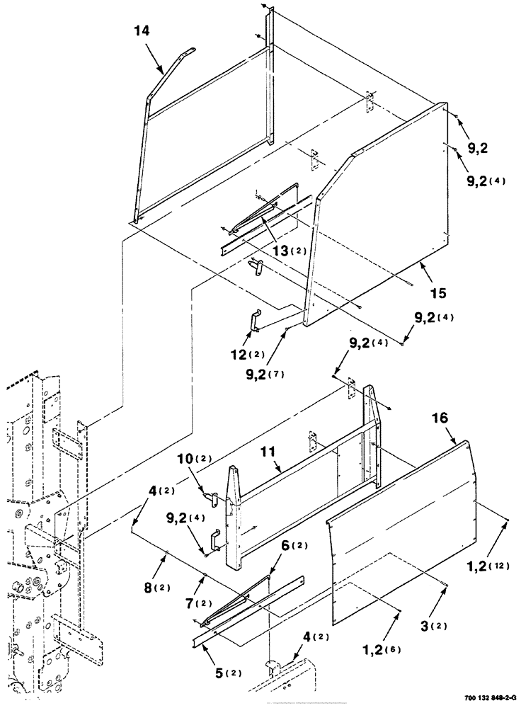 Схема запчастей Case IH RS561 - (07-028) - SHIELD, LATCH AND SUPPORT ASSEMBLIES (LEFT) (S.N. CFH0156400 AND LATER) (12) - MAIN FRAME