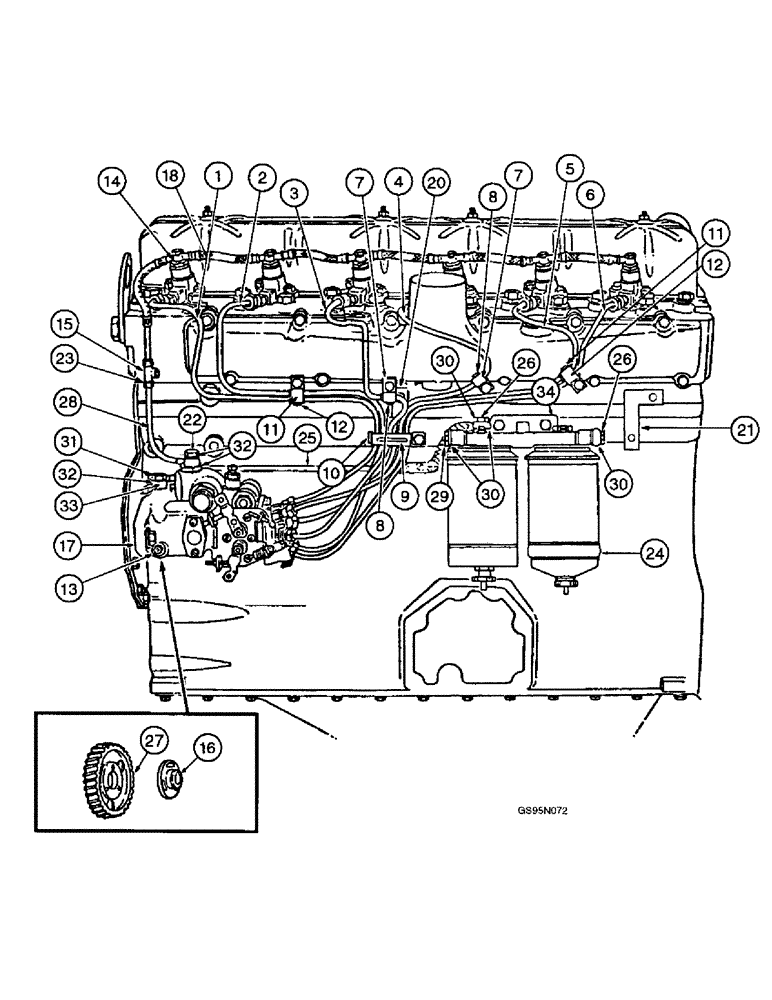 Схема запчастей Case IH D-310 - (5-078) - FUEL INJECTION PUMP & CONNECTIONS, 616 & 622 W/SPIN-ON TYPE FILTER & BOSCH BR/CR FUEL INJECTION PUMP 