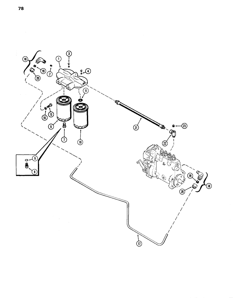 Схема запчастей Case IH 870 - (078) - FUEL INJECTION FILTER SYSTEM, (336B) DIESEL ENGINE (03) - FUEL SYSTEM