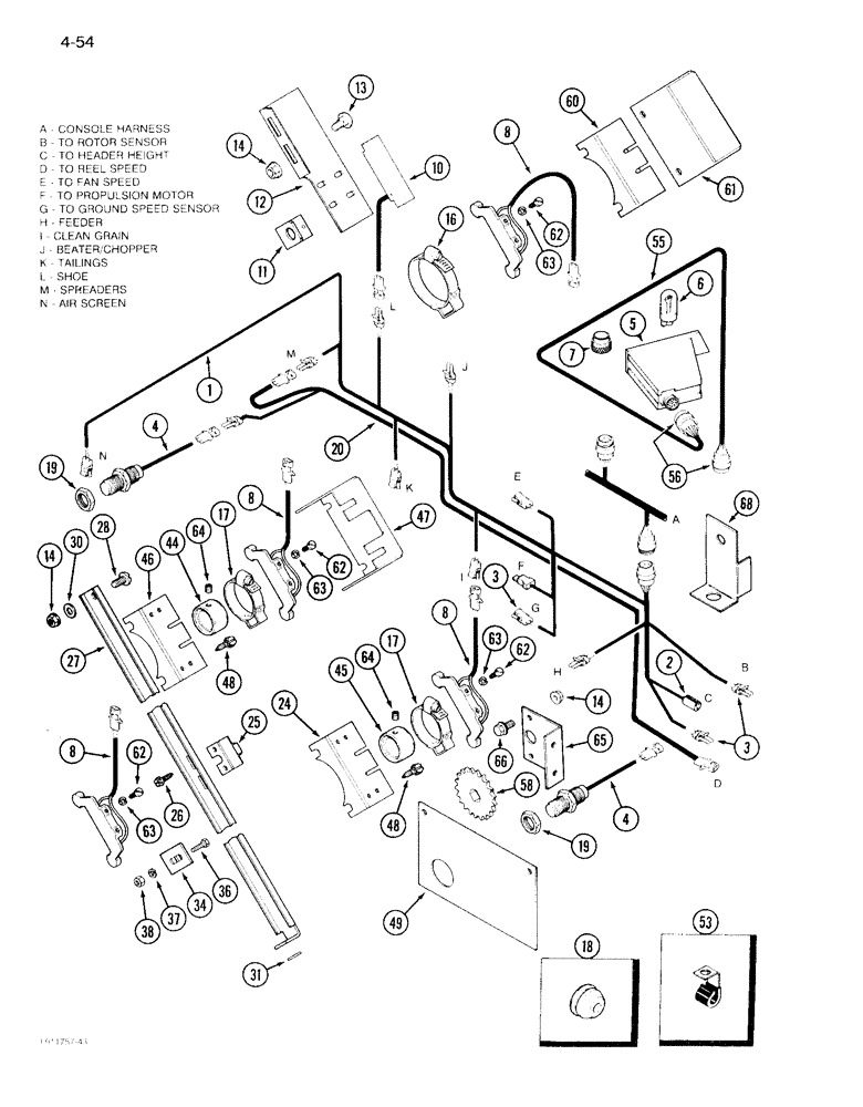 Схема запчастей Case IH 1640 - (4-54) - SHAFT SPEED MONITOR CONTROL, COMBINE W/O STRAW CHOPPER, PRIOR TO SERIAL NO. JJC0097190 (06) - ELECTRICAL