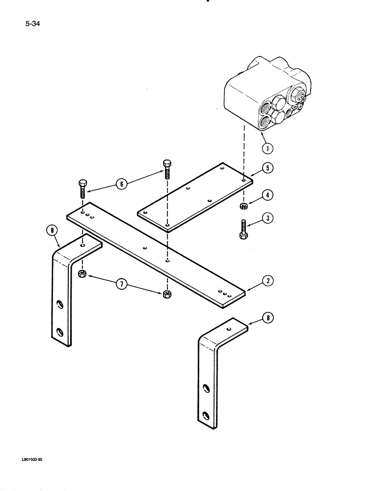 Схема запчастей Case IH 1620 - (5-34) - SELECTOR VALVE MOUNTING, POWER GUIDE AXLE (04) - STEERING