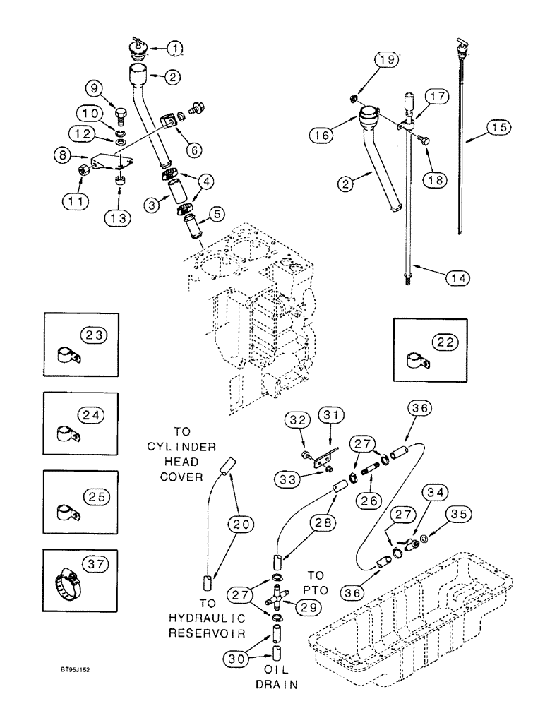 Схема запчастей Case IH 1666 - (2-38) - CYLINDER BLOCK ATTACHING PARTS (01) - ENGINE