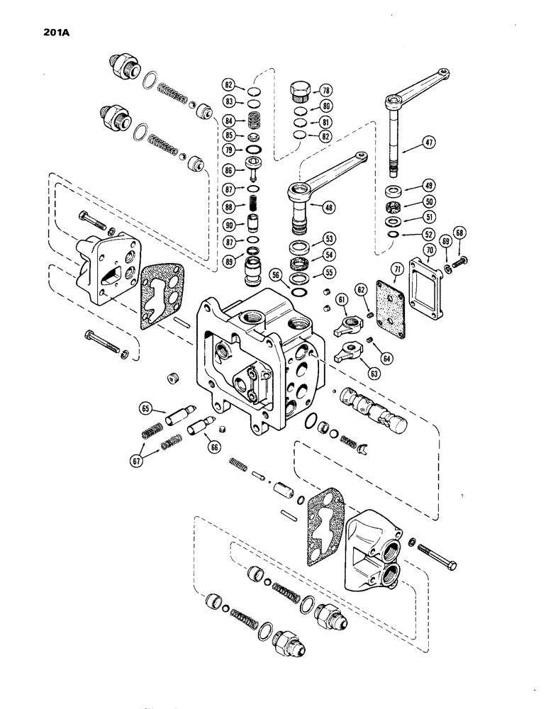 Схема запчастей Case IH 1270 - (201A) - A66726 HYDRAULIC CONTROL VALVE, LEFT HAND OPTIONAL VARIABLE (08) - HYDRAULICS