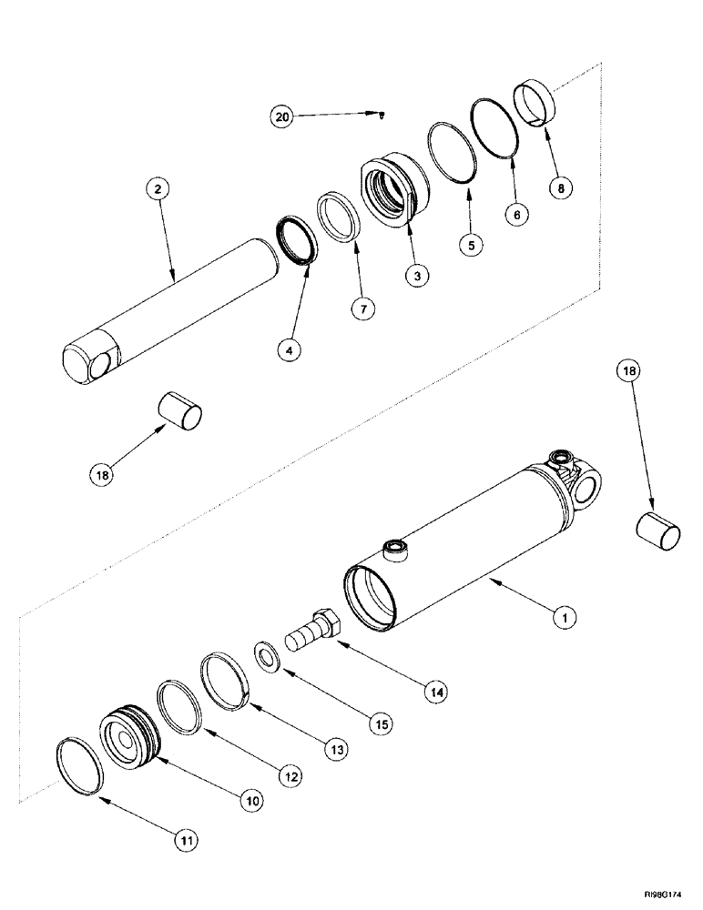 Схема запчастей Case IH MX200 - (8-060) - CYLINDER ASSEMBLY, HITCH (08) - HYDRAULICS