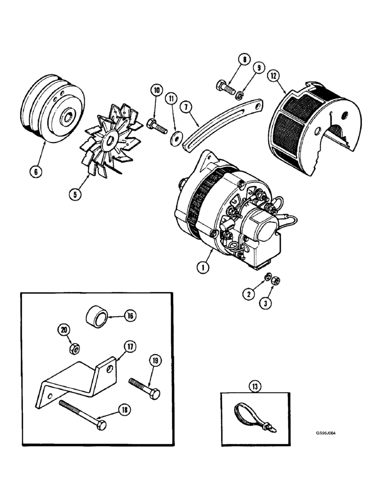 Схема запчастей Case IH 1660 - (4-56) - ALTERNATOR-GENERATOR MOUNTING (06) - ELECTRICAL