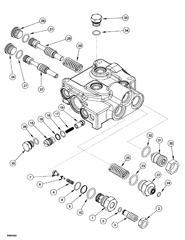 Схема запчастей Case IH MX200 - (8-052) - PRIORITY AND REGULATOR VALVE ASSEMBLY, EUROPE ONLY (08) - HYDRAULICS