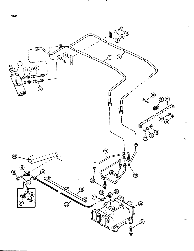 Схема запчастей Case IH 1070 - (0162) - HYDROSTATIC STEERING SYSTEM, 1ST USED TRACTOR SERIAL NUMBER 8741587 (05) - STEERING