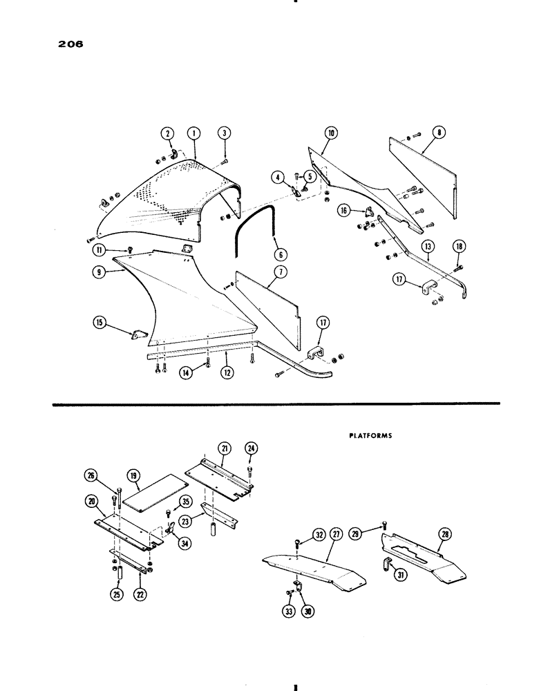 Схема запчастей Case IH 730 SERIES - (206) - COWLING AND PLATFORMS, 730 GROVE (09) - CHASSIS/ATTACHMENTS