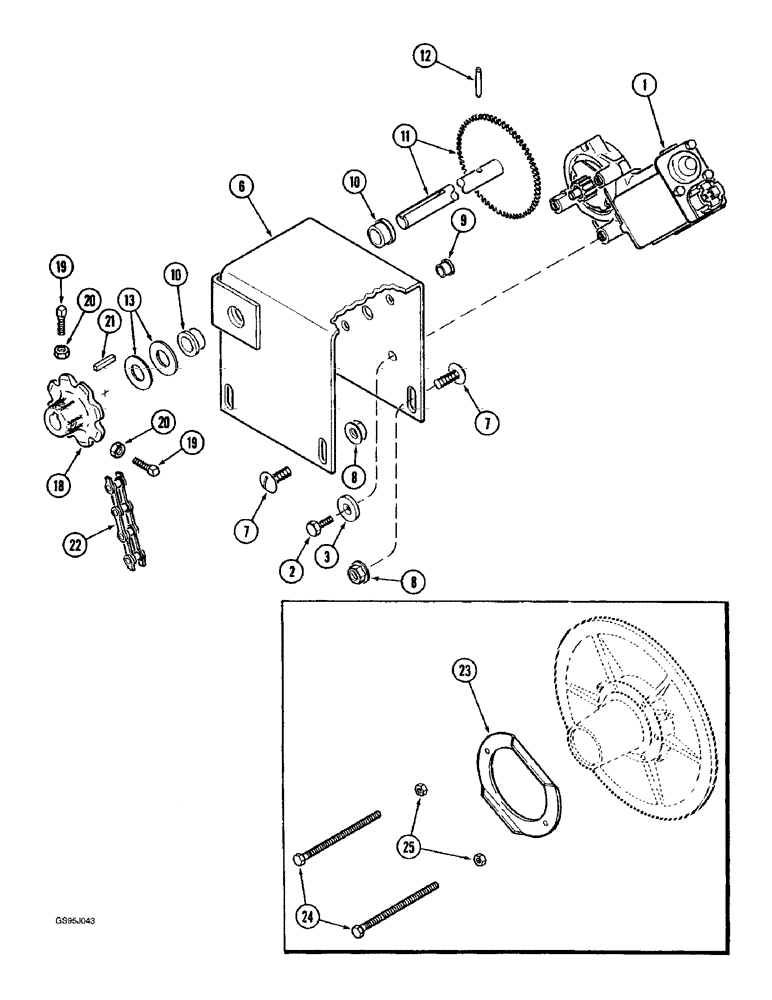 Схема запчастей Case IH 1682 - (9-032) - ROTOR DRIVE MOTOR AND MOUNTING (09) - CHASSIS ATTACHMENTS