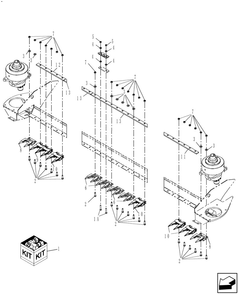 Схема запчастей Case IH DHX211 - (4.20[1]) - GUARD KIT, DOUBLE KNIFE DRIVE, SQUARE HOLE 21FT & 25FT (14) - CROP CUTTING