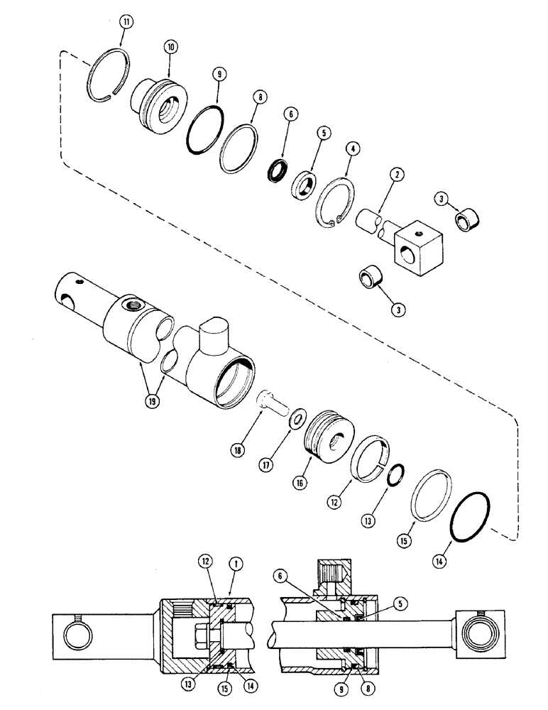 Схема запчастей Case IH 2870 - (150) - FRONT STEERING CYLINDER, 2-1/2 INCH DIAMETER (63.5 MM) WITH 9-7/8 INCH STROKE (250.83MM) (05) - STEERING