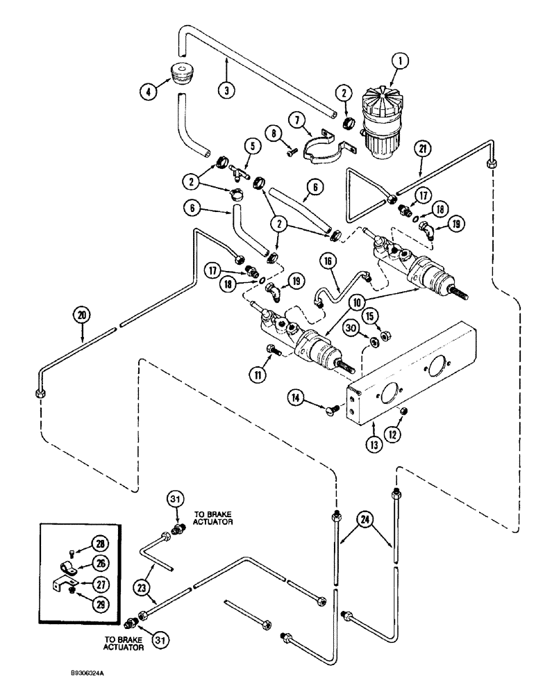 Схема запчастей Case IH 1688 - (7-10) - MASTER BRAKE CYLINDERS AND RESERVOIR (5.1) - BRAKES