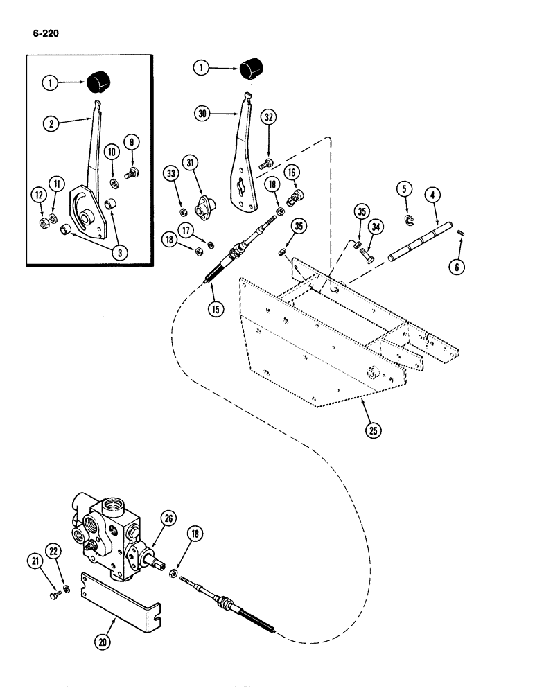 Схема запчастей Case IH 4490 - (6-220) - PTO CONTROL LINKAGE (06) - POWER TRAIN