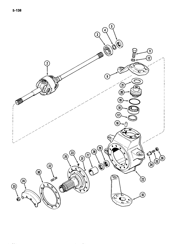 Схема запчастей Case IH 2094 - (5-138) - FRONT AXLE, UNIVERSAL JOINT AND STUB AXLE, MFD TRACTORS (05) - STEERING