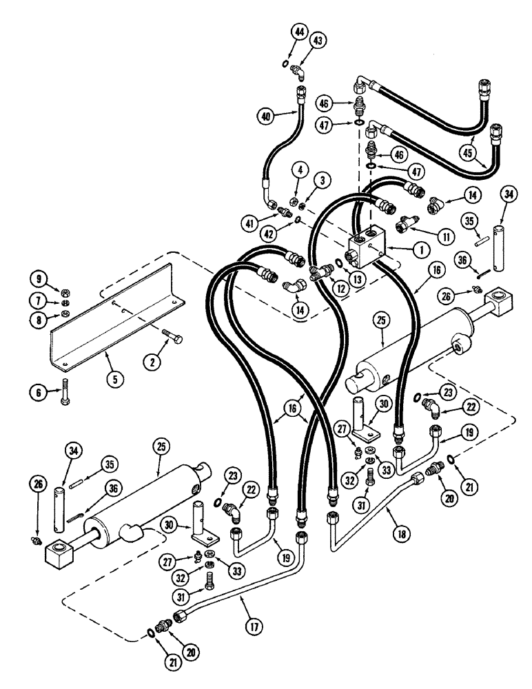 Схема запчастей Case IH 4890 - (5-144) - REAR STEERING HYDRAULICS, CHECK VALVE AND CYLINDERS, PRIOR TO PIN 8858086 (05) - STEERING