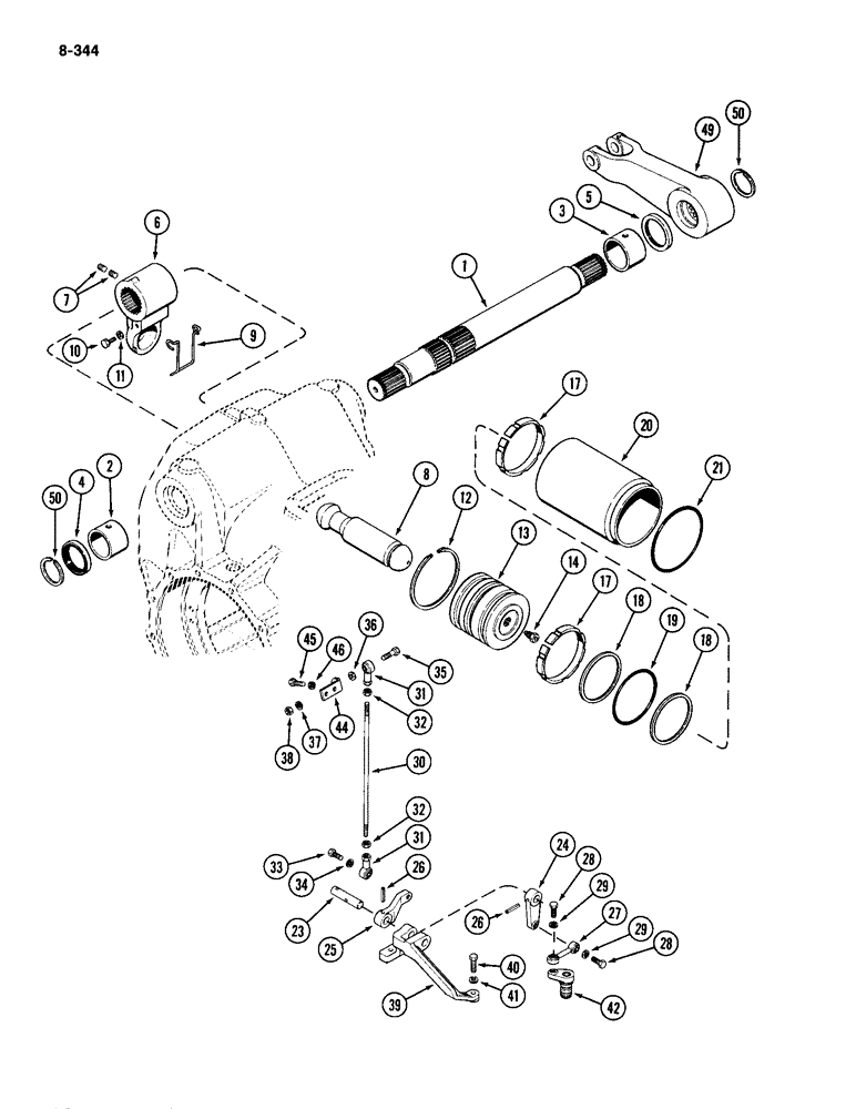 Схема запчастей Case IH 2094 - (8-344) - HITCH ROCKSHAFT AND PISTON (08) - HYDRAULICS