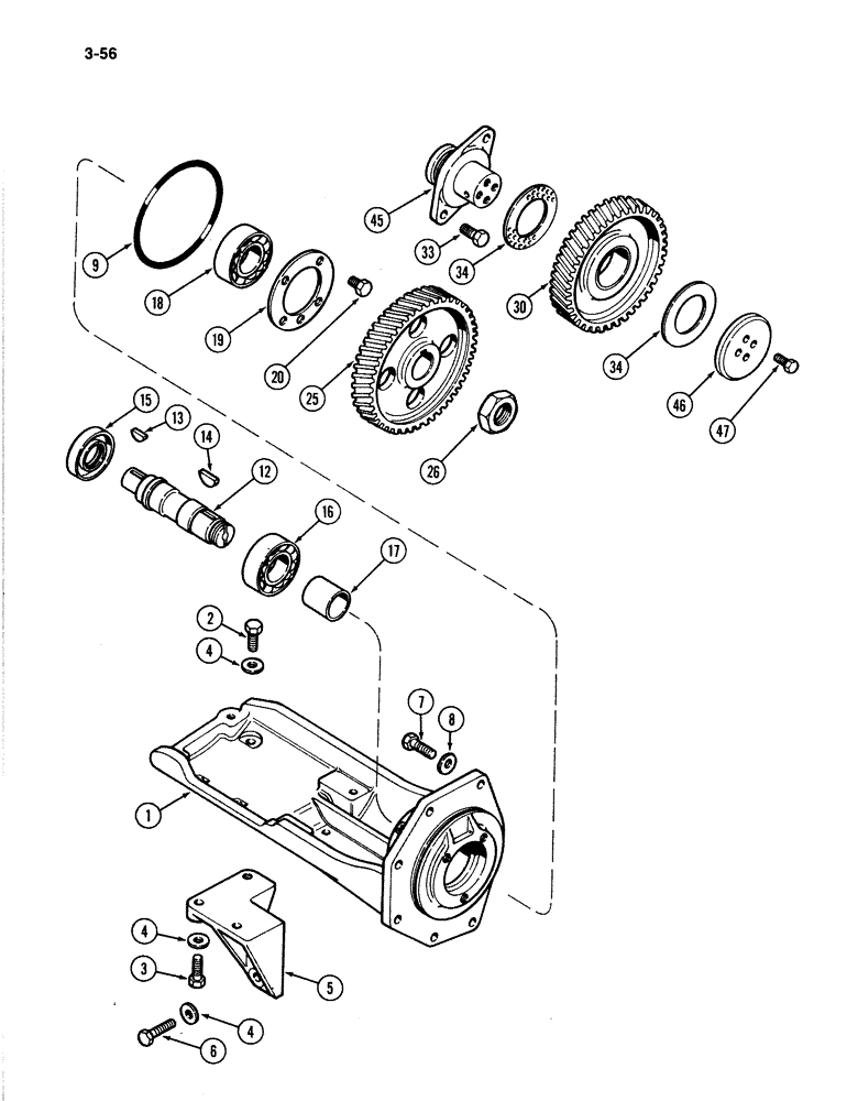 Схема запчастей Case IH 4894 - (3-56) - INJECTION PUMP DRIVE 674 CUBIC INCH DIESEL ENGINE (03) - FUEL SYSTEM