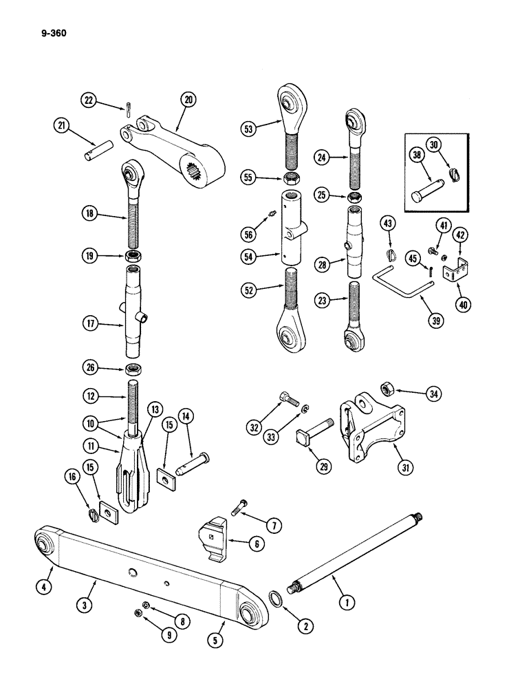 Схема запчастей Case IH 2094 - (9-360) - HITCH DRAFT ARMS AND LIFT LINKS (09) - CHASSIS/ATTACHMENTS