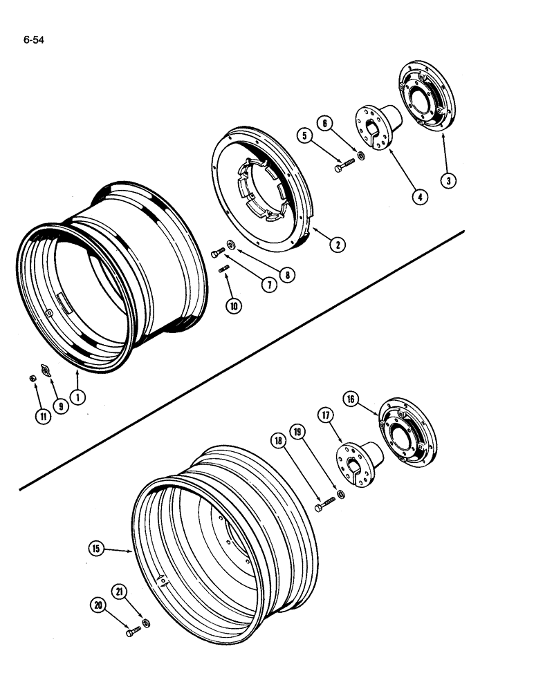 Схема запчастей Case IH 3394 - (6-54) - REAR WHEELS, CAST/STAMPED WITH 32 INCH RIMS (06) - POWER TRAIN