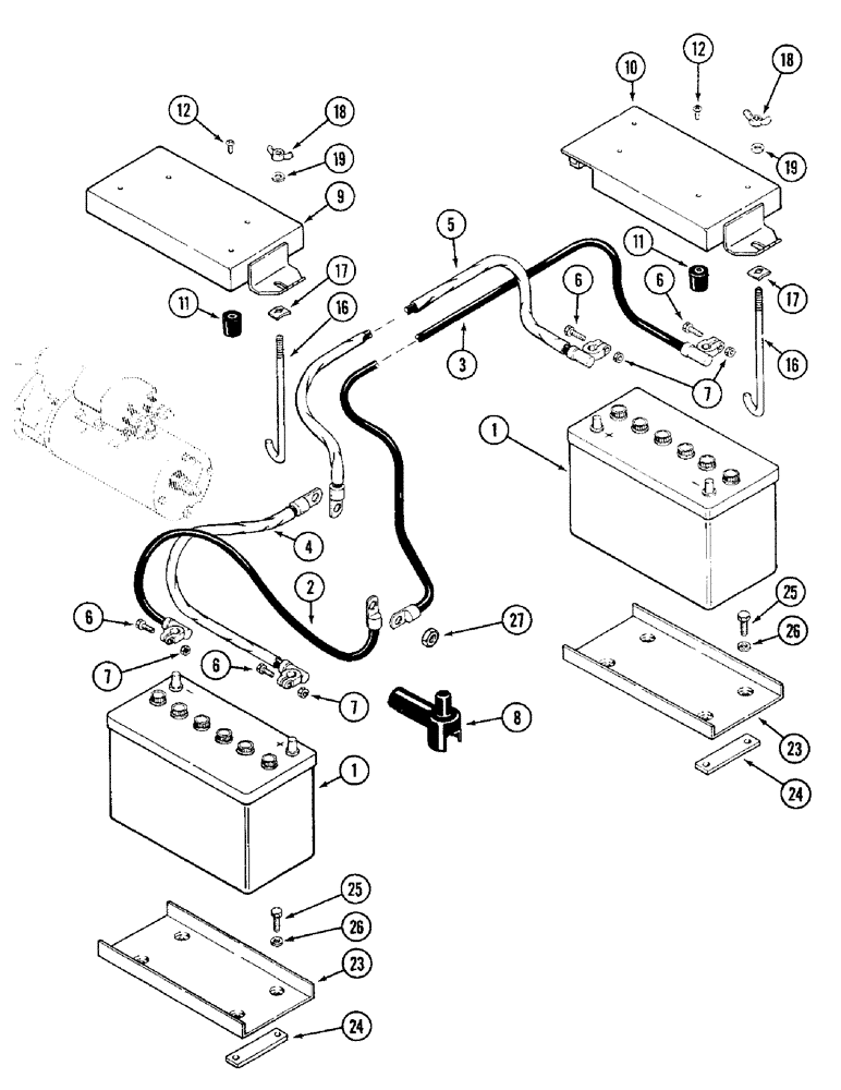 Схема запчастей Case IH 4690 - (4-096) - BATTERIES, CABLES AND MOUNTING (04) - ELECTRICAL SYSTEMS