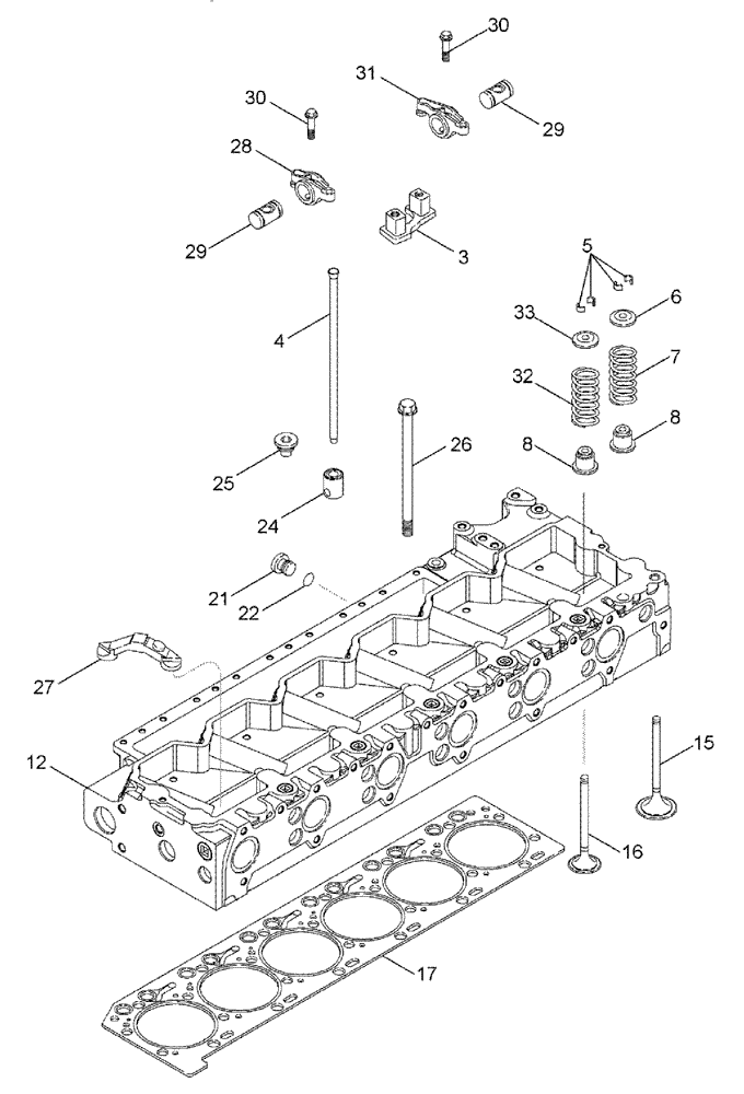 Схема запчастей Case IH TITAN 3020 - (02-045) - CYLINDER HEAD AND VALVE MECHANISM (01) - ENGINE