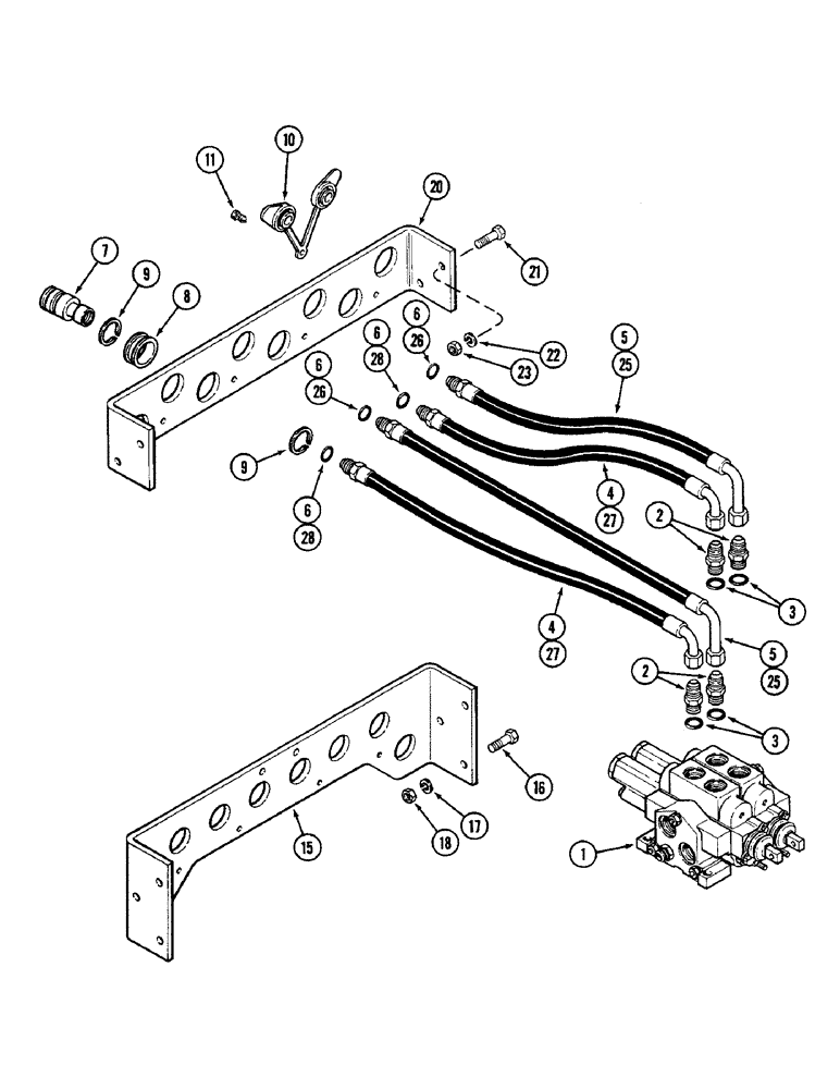 Схема запчастей Case IH 4690 - (8-282) - REMOTE HYDRAULIC HOSES AND COUPLINGS, TWO CIRCUIT SYSTEM (08) - HYDRAULICS