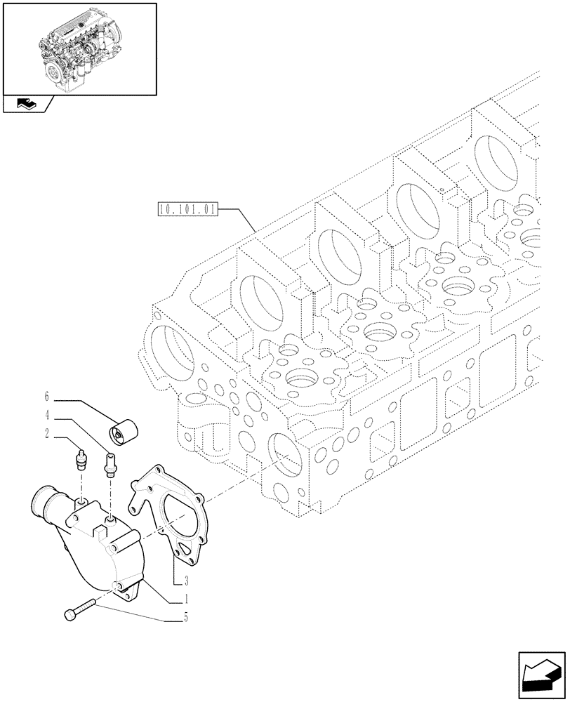 Схема запчастей Case IH F3CE0684F E001 - (10.402.01[02]) - TEMPERATURE CONTROL (THERMOSTAT) - (504061191 - 504088011) (01) - ENGINE