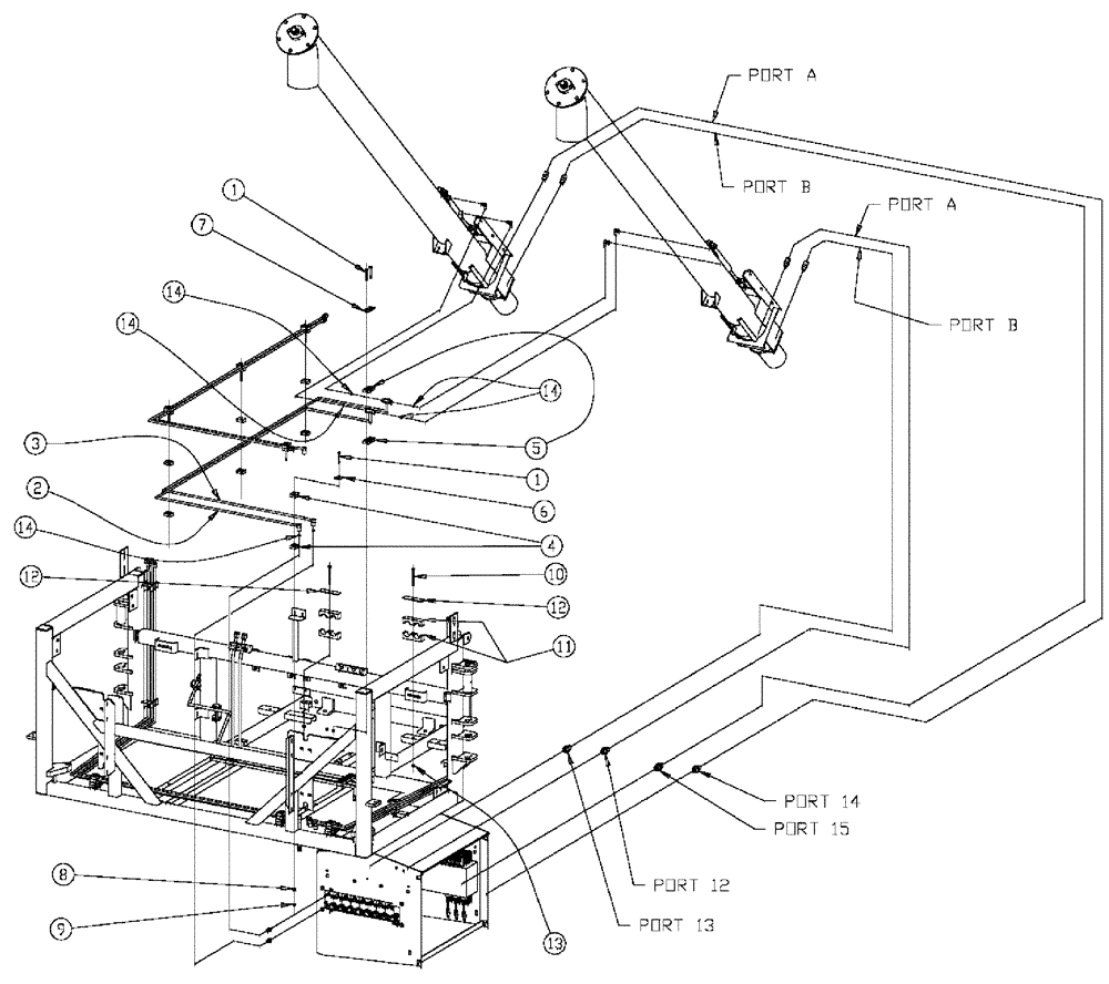 Схема запчастей Case IH 810 - (02-045) - 6" AUGER HYDRAULIC TUBES GROUP, DOUBLE & TRIPLE BIN, 37 & 50 CU. FT. Bin Group