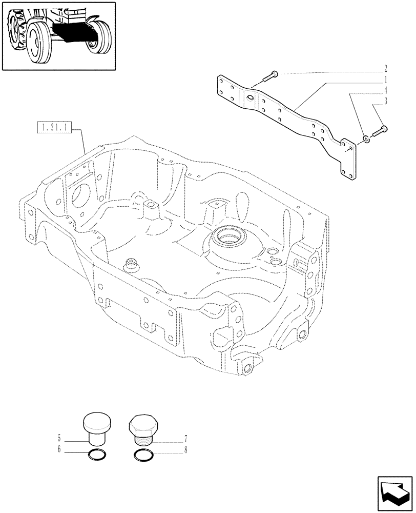 Схема запчастей Case IH MAXXUM 140 - (1.21.1/03) - SIDE RAILS (VAR.330211) (03) - TRANSMISSION